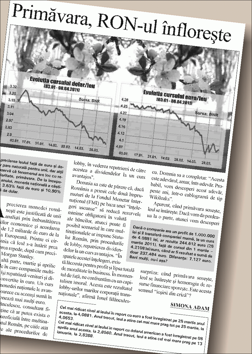 "BURSA" a descris fluctuaţia de vineri a leului, ... cu un an în urmă!